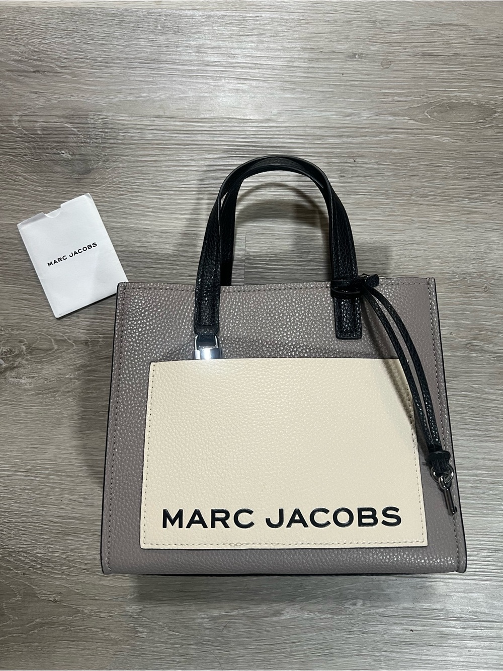 Marc Jacobs Two-Tone Taupe, Cream & Black Leather Satchel